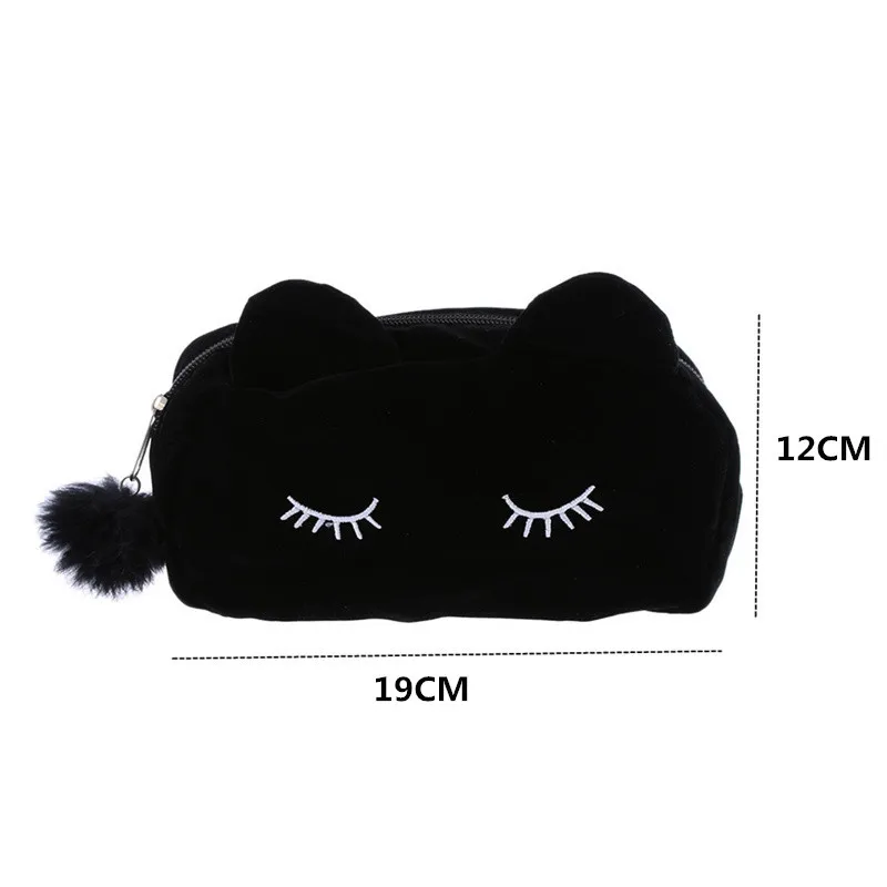 Vogvigo Furry Cat Cosmetic Bag Zipper Make Up Function Makeup Case Organizer Storage Pouch Toiletry Beauty Wash Kit Bath Bags