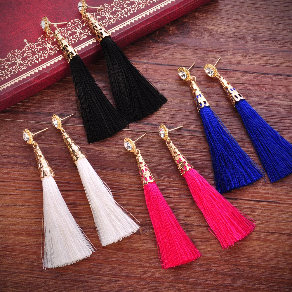 

New MX9143 Vintage Crystal Tassel Drop Earrings Bohemian Earring For Women jewelry Gift Long Pendant Dangle Earring Exquisite