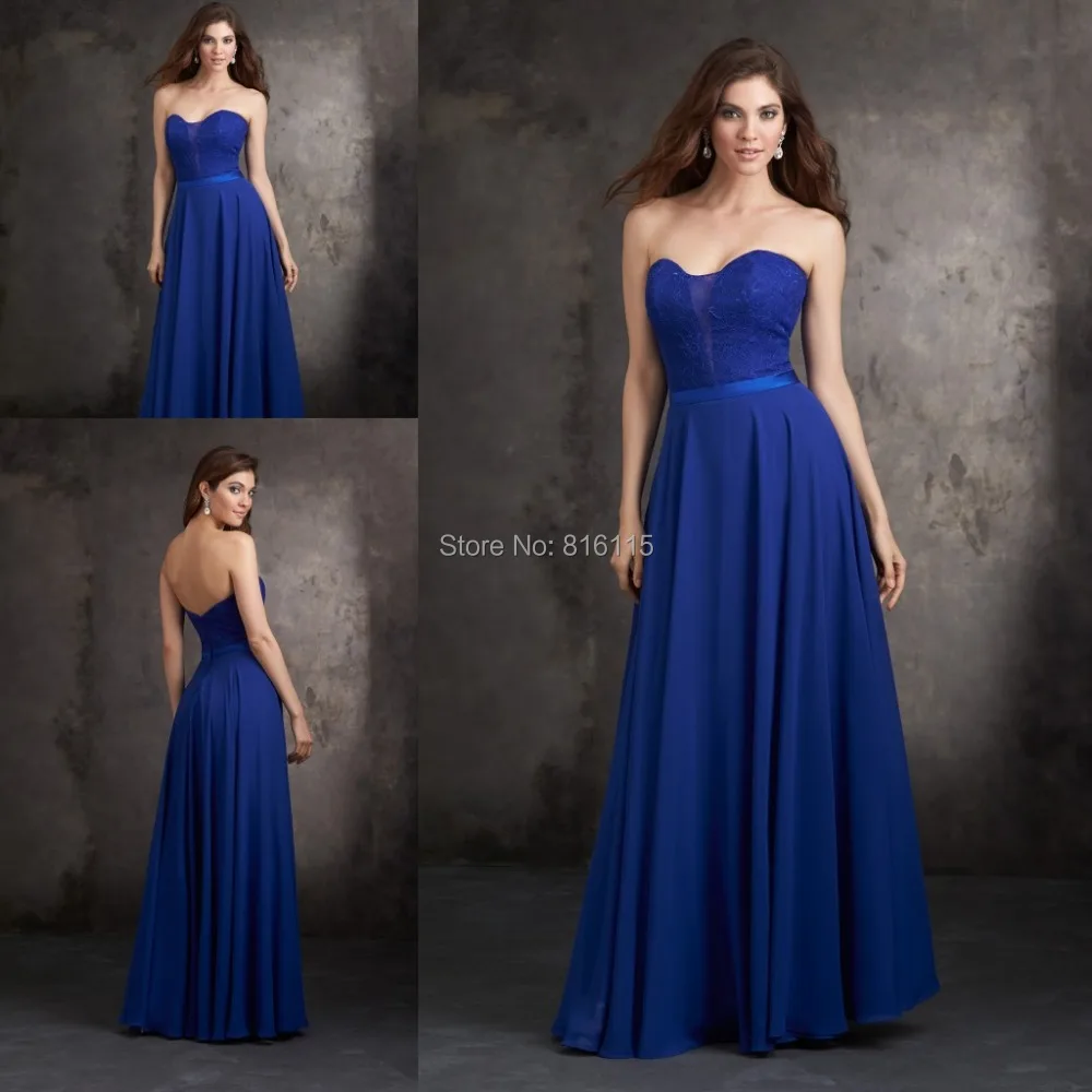 Annabelle Doble Tirantes Gasa Vestidos De Dama De Honor Azul Royal