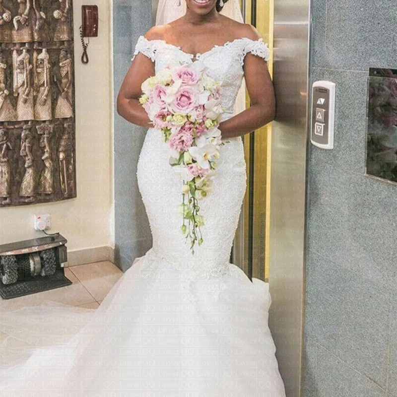 2019-New-African-Sexy-V-neck-Mermaid-Wedding-Dress-Off-the-Shoulder-Bridal-Gowns (2)