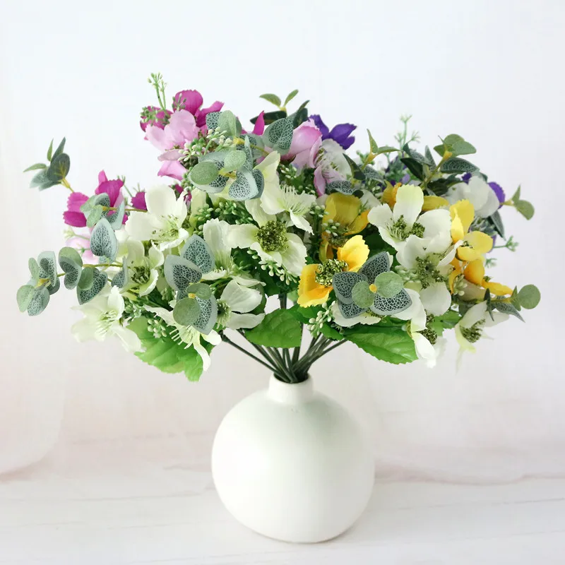 Flone Emulation Plastic Flower Chrysanthem Artificial Silk Flowers Little Daisy For Wedding Home Office Leisure Party Decora (3)