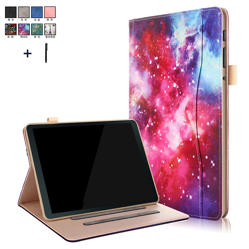 Для Samsung Galaxy Tab A A2 10,5 T590 T595 Стенд Флип кожаный чехол для SM-T595 597 кадров карт памяти Сумочка принципиально+ ручка