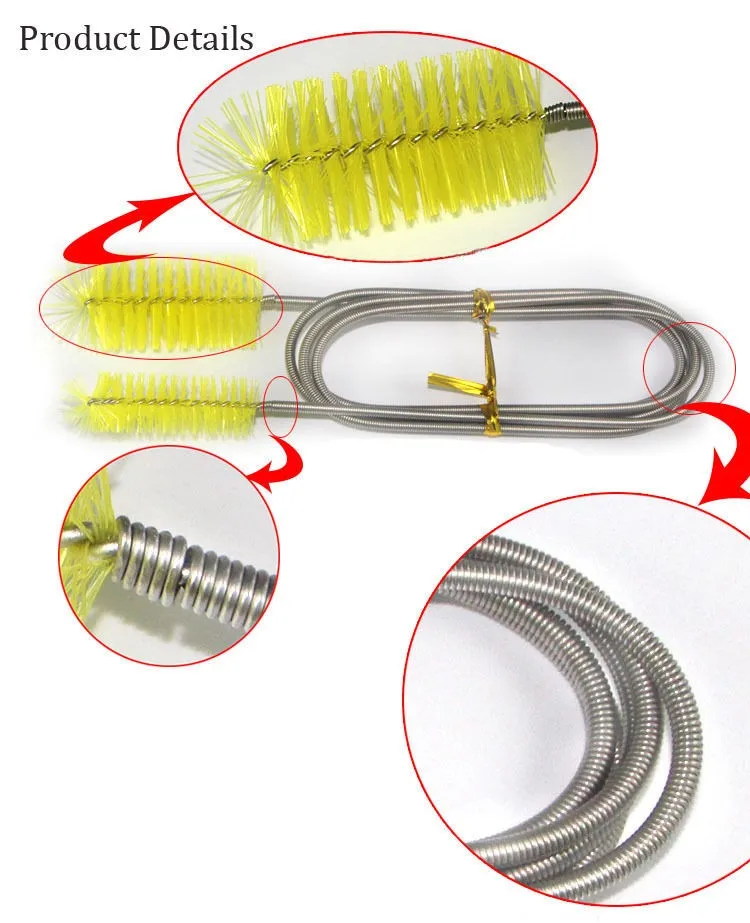 Аквариумный насос водяного фильтра из нержавеющей стали, воздушный шланг, пружинная щетка для очистки, гибкие двойные инструменты для мытья питьевой воды