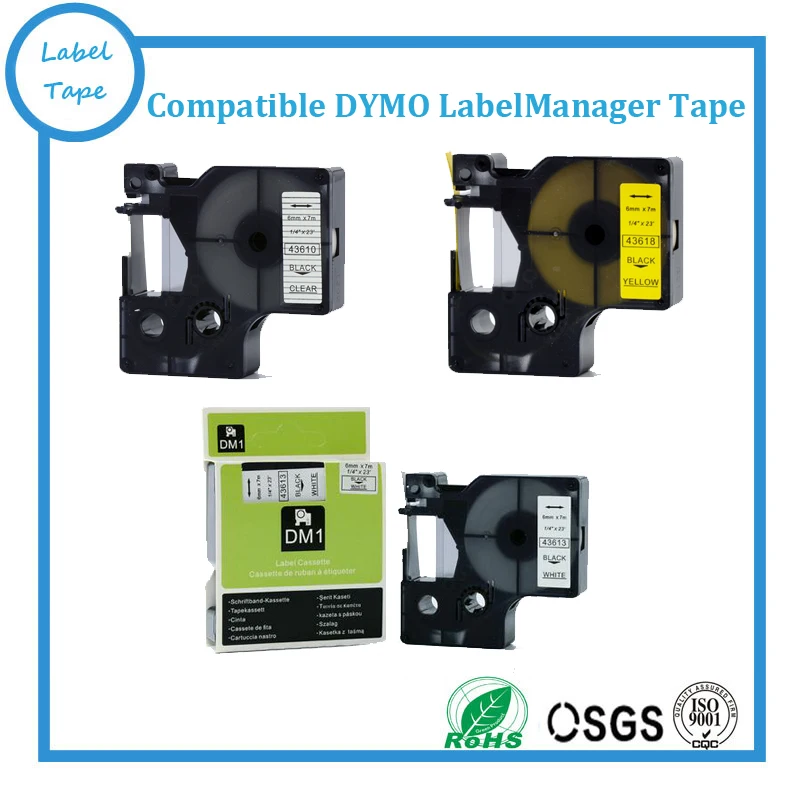 Лента dymo DYMO D1 3 шт./лот смешанные цвета черный на прозрачном/белом/жёлтом лента