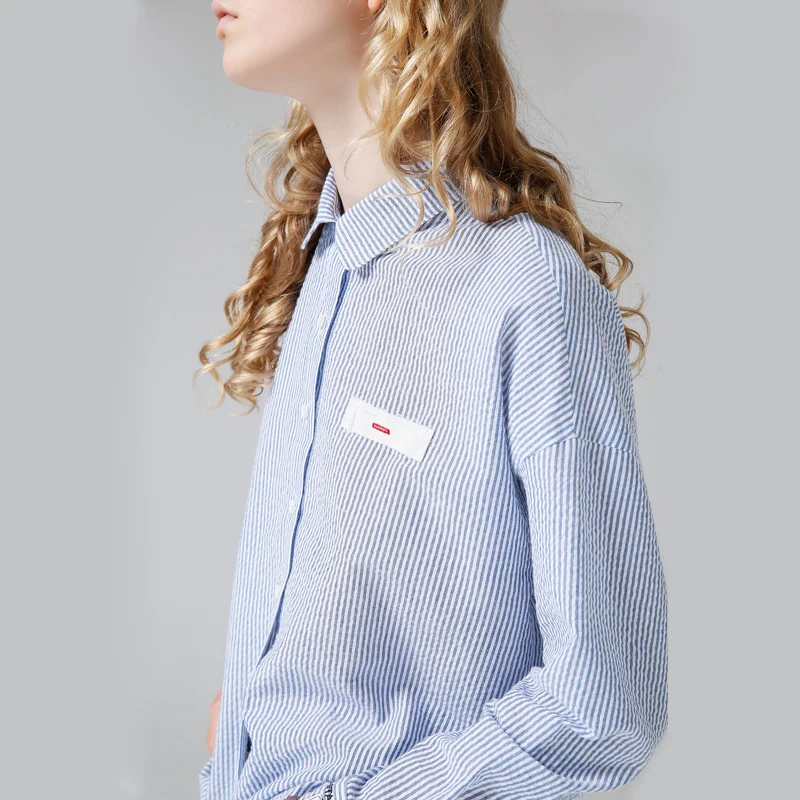  Toyouth Chic Style Letter Embroidery Blouse Formal Ladies Striped Blue Shirts Autumn 2019 Long Slee