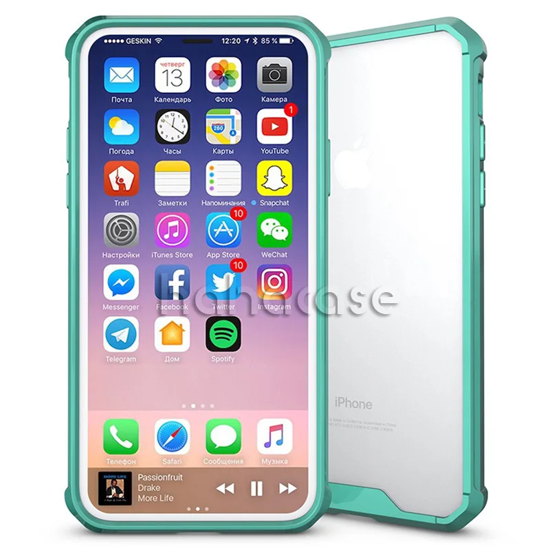 50 шт. прозрачный противоударный акриловый чехол для iPhone XS Max XR X 8 7 Plus 6 6 S гибридный мягкий силиконовый каркас Жесткий ПК прозрачный чехол