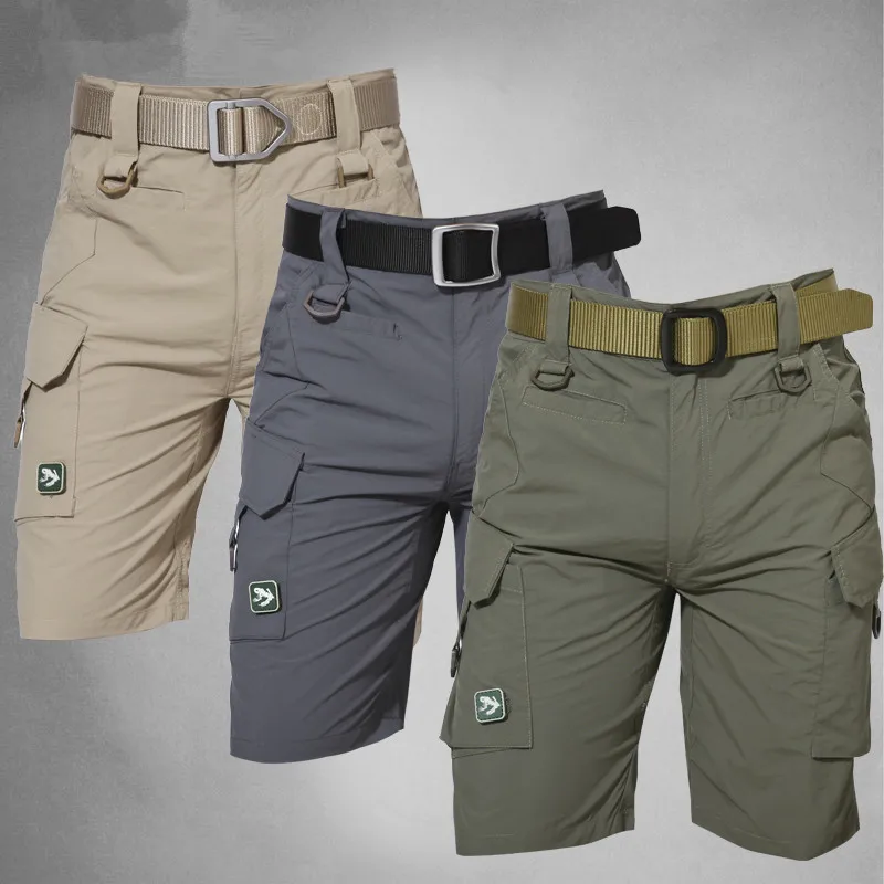 

Men's Summer Camo Leisure Outdoor Sport Cargo Shorts Hiking Military Combat Tactical Male Loose shorts NO Belt