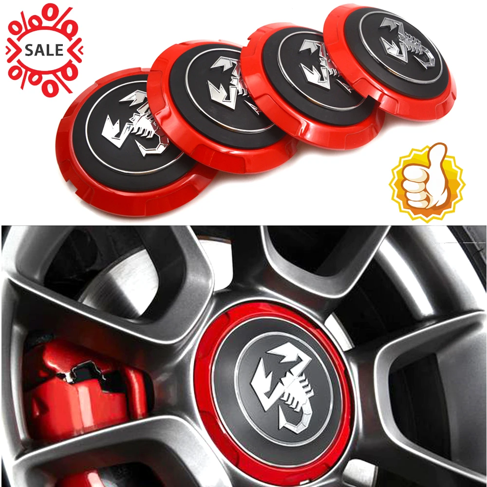 4pc/set 133mm Alloy Wheel Centre hub Cap for Fiat 500 Abarth 04726184AA 53106013 86919 Black Red Abarth Scorption