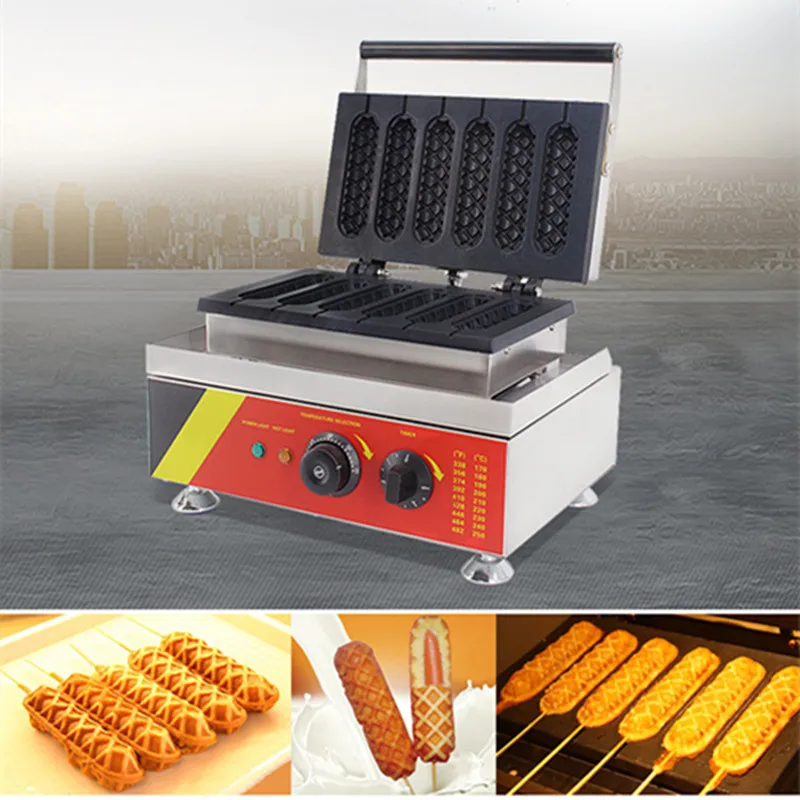 Commercial Electric Lolly Waffle Machine Maker 110V 220V Non stick 6pcs