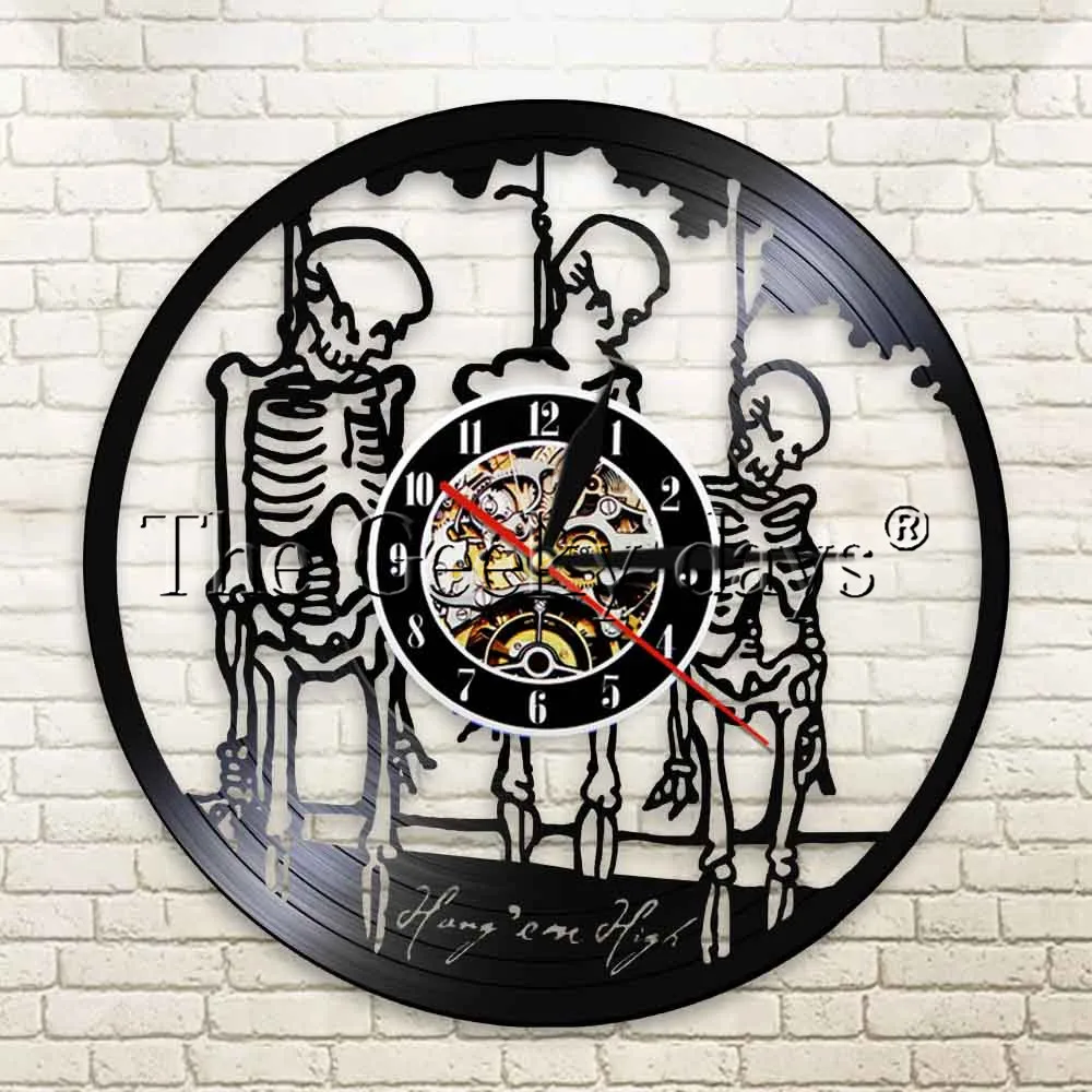 1Piece Hanging Skeletons Wall Clock Hang Them High Skeletons Quotes