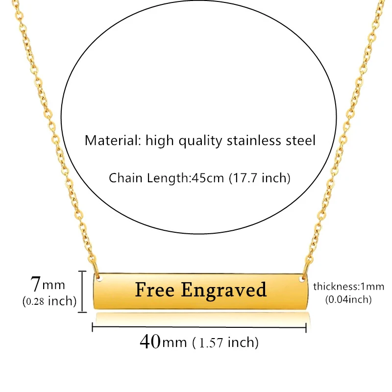 Бар Цепочки и ожерелья выгравированное слово буквы Нержавеющая сталь персонализированное ожерелье C именем табличка-Индивидуальный заказ с возможностью выбора любого имени