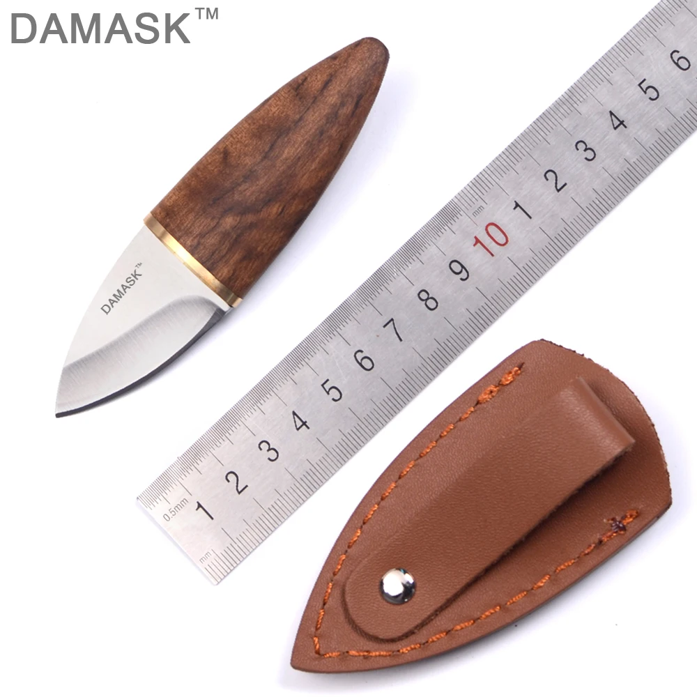 DAMASK Greece Style Olive Pocket Knife D2 Fixed Blade EDC Mini Knife