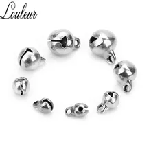 Louleur 30 unids/lote de acero inoxidable, campanas de 5mm 6mm 8mm 10mm final encantos del grano para pulseras de Navidad joyería Decration