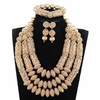 

Dubai Jewelry Set Luxury Gold Color Big Nigerian Wedding African Beads Jewelry Set Costume Accessory Jewelry Design WE177
