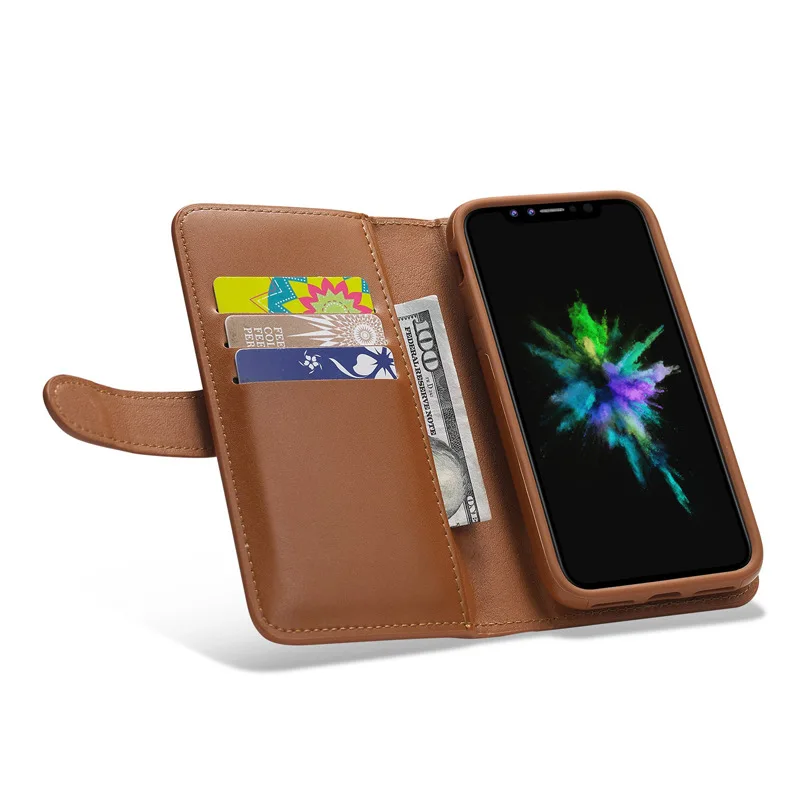 Для iphone 6 6S 7 8 Plus 11 Pro Max magnetic 2 в 1 Многофункциональный слот для карт сумка на молнии для iphone XR XS Max X флип чехол-кошелек