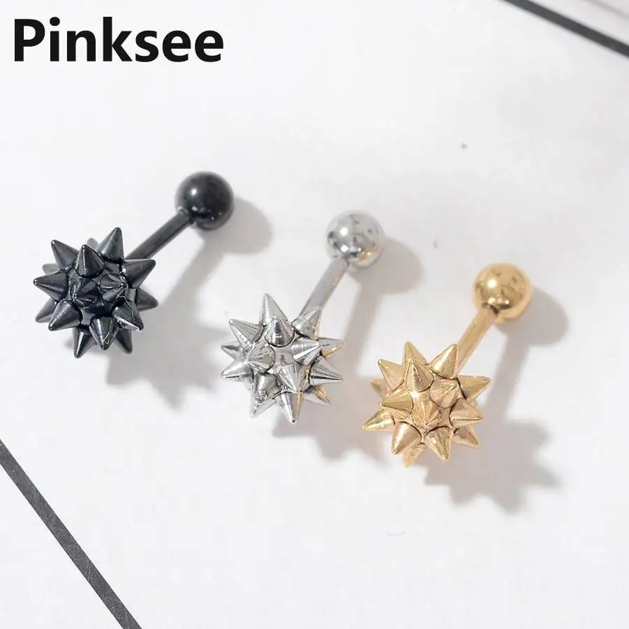 

1PC Lady meteor hammer Stud Earrings Titanium Steel Flash Christmas Punk Ear Cartilage Tragus Helix Earrings Piercings