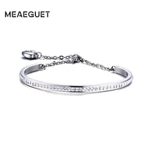 Meaeguet 4 мм широкий Кристальный Браслет Из Нержавеющей Стали Цепочка браслет и браслет для женщин вечерние аксессуары Pulseira Pulsera
