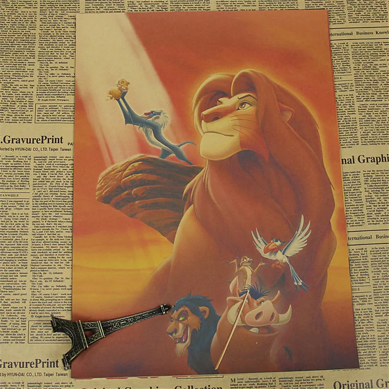 

lion about famous cartoon movie" kitchen retro kraft paper posters,Movie poster Wall stickers MVP898