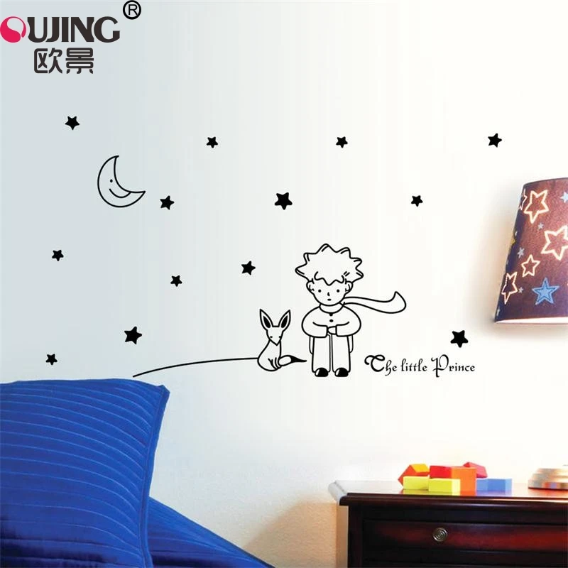 

Popular Book Fairy Tale The Little Prince With Fox Moon Stars Wall Sticker Home Decor Bedroom Living Room Child Gift Wall Decals
