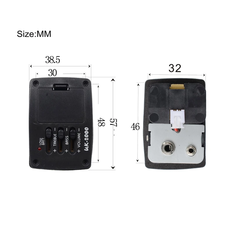 UK2000 2 полосный гитарный эквалайзер Эквалайзер предусилитель звукосниматель для укулеле мини гитара черный