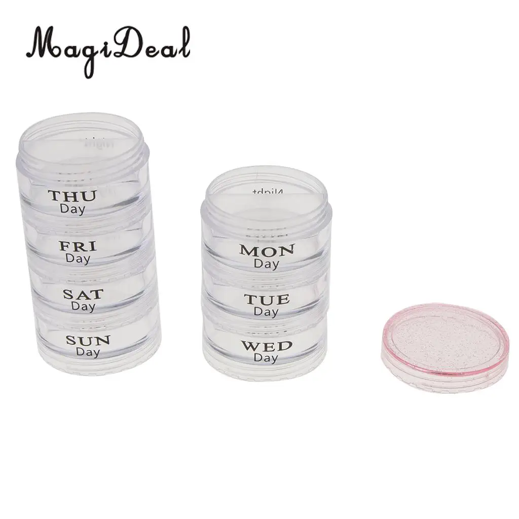 7 Day Small Cream Jars Pots Empty Cosmetic Containers Pill Storage Case