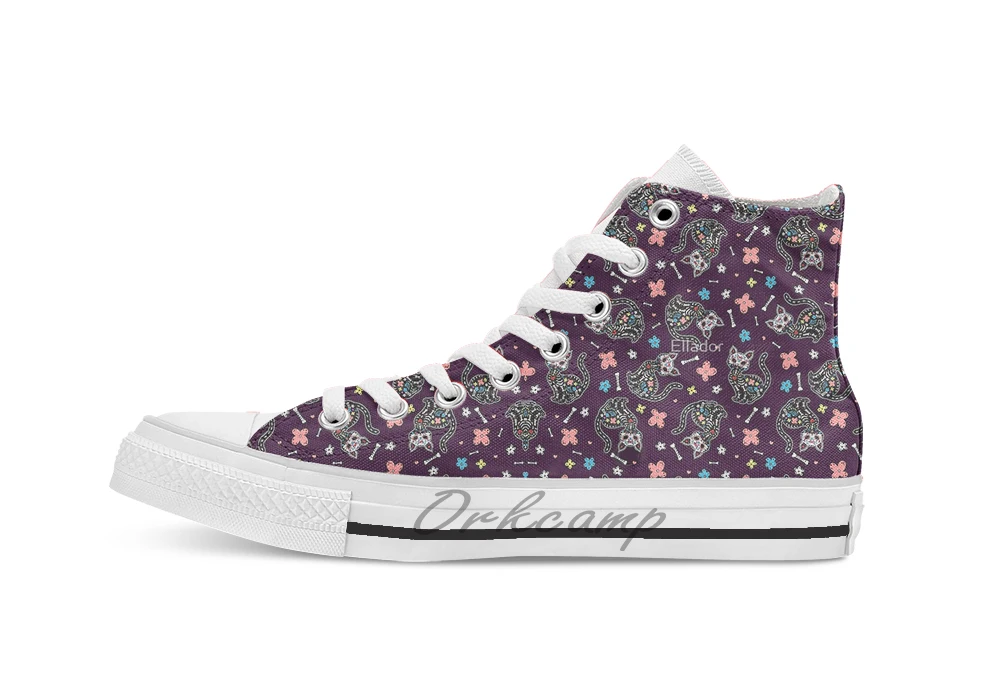 

Dia de los Gatos Unisex High Top Canvas flat Casual Custom shoes Drop Shipping