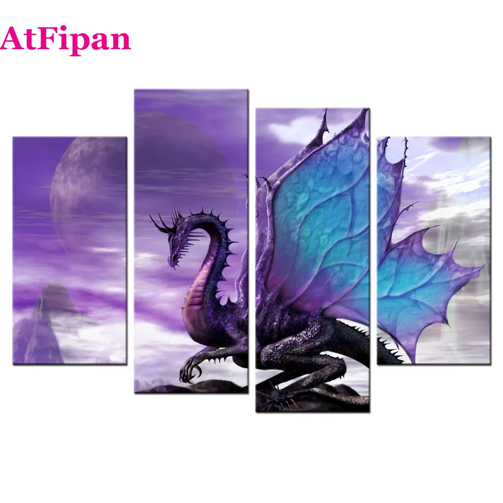 AtFipan Dragon Designs Wall Art Canvas Home Decor Modern Modular