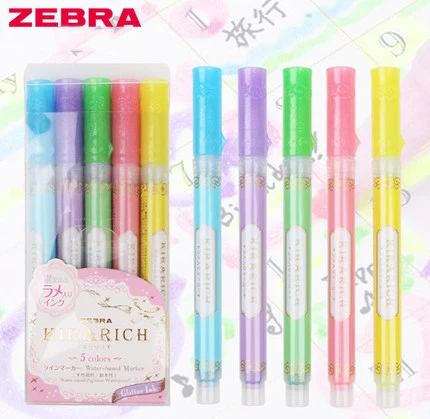 5 шт./компл. цветная японская Zebra KIRARICH блестящая жемчужина Pen Набор WKS18 маркерная