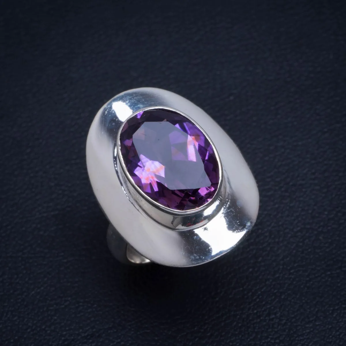 

Natural Amethyst Handmade Unique 925 Sterling Silver Ring 7 B1247