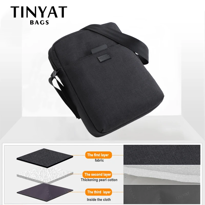 TINYAT Light Canvas Men's Shoulder Bag For 7.9' Ipad Casual Crossbody Bag Waterproof Messenger Bag Pack sling bag for men 0.13kg TINYAT Light Canvas Men's Shoulder Bag For 7.9' Ipad Casual Crossbody Bag Waterproof Messenger Bag Pack sling bag for men 0.13kg