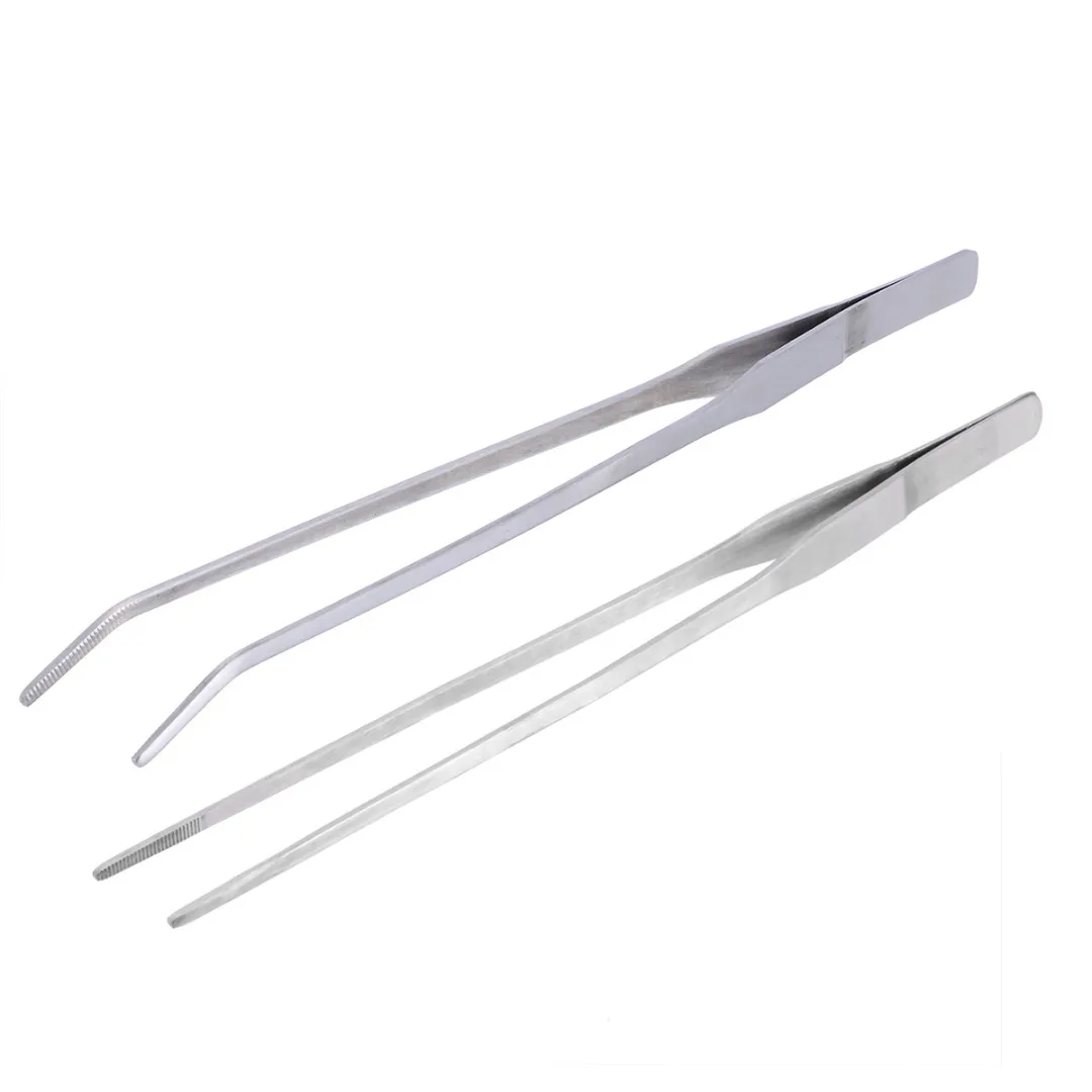 1pc Fish Tank Live Water Plant Tweezers Long Tongs Aquarium Stainless Steel Tweezer  27cm Length Elbow Stright