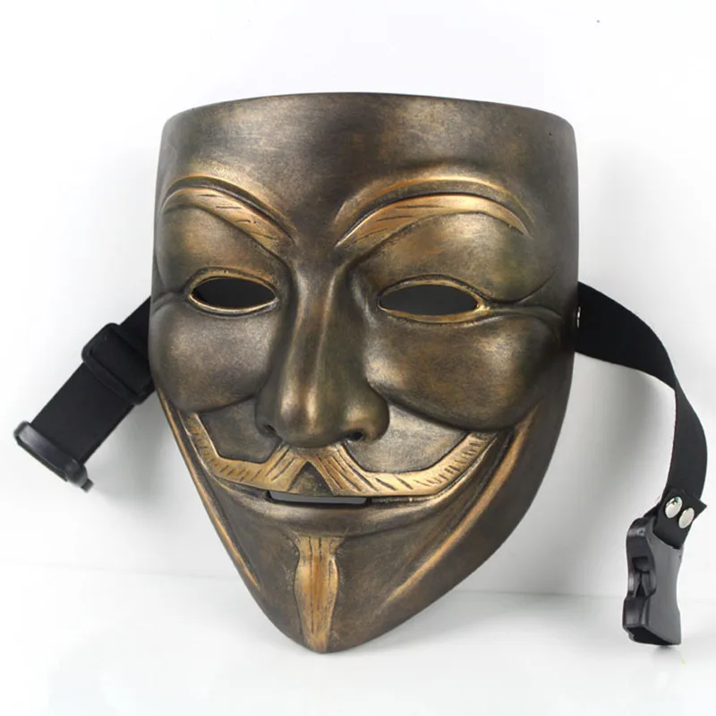 Luxus Bronze-Gold V wie for Vendetta Maske Occupy Anonymous Mask Guy Fawkes 