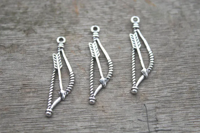 

25pcs/lot Bow & Arrow Charms Pendants 38x10x2mm Arch once upon a time