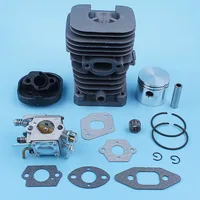 Cylinder Piston Carburetor Carb Gasket Kit For Partner 350 351 370 371 420 390 391 Formula 5000 Chainsaw 41mm Nikasil Plated 2