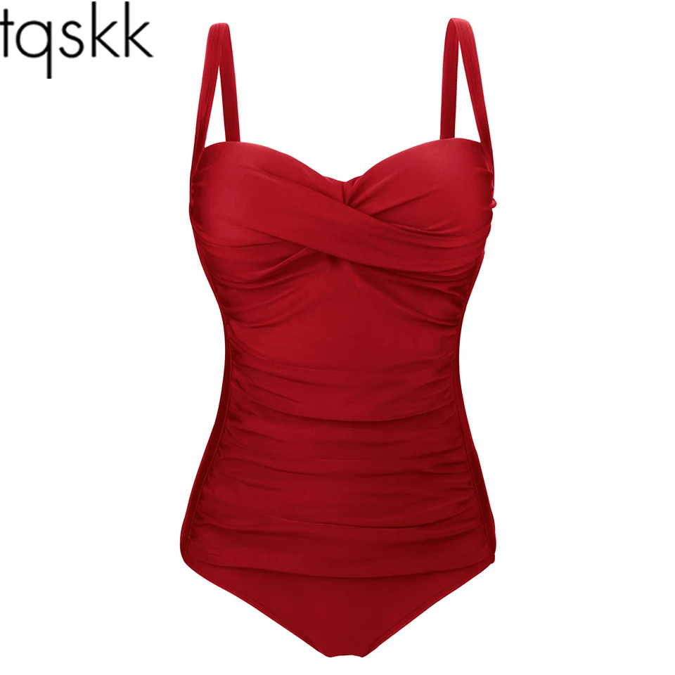 

TQSKK New Arrival Sexy One Piece Swimsuit Swimwear Women Plus Size Hot Sale Red Lace Beach Bathing Suit Brazilian Monokini 3XL