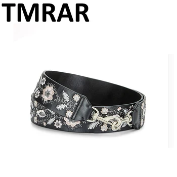 

New 2019 fashion pu leather handbag embroidery flower rivets straps design strap belt handbags parts chic easy matching qn221