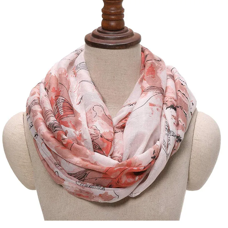 

Infinity Scarfs for Women Loop Circle Scarves Ink Floral Print Lightweight Scarf Elegant Snood Ring Oversize Warm Neck scarf