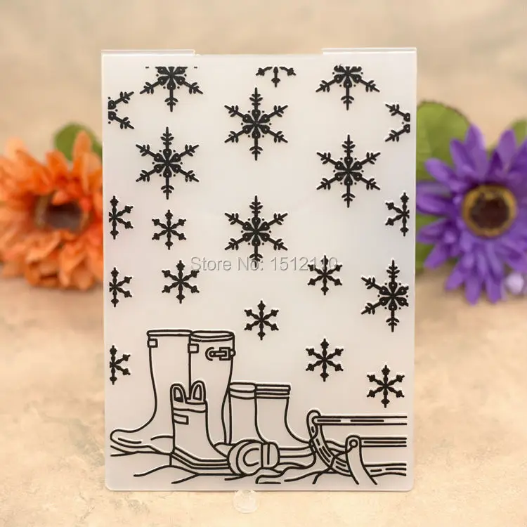 Рождественские ботинки со снежинками Пластик тиснение папка для альбом