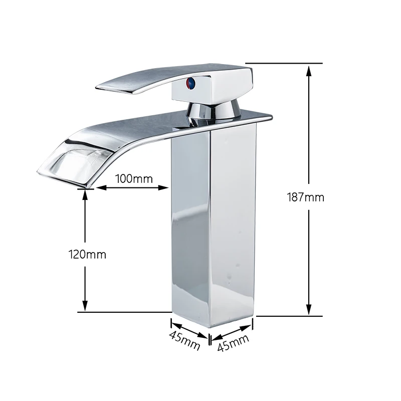 Опт и розница Продвижение полированный хром латунь Водопад Ванная раковина кран квадратный раковиной смеситель
