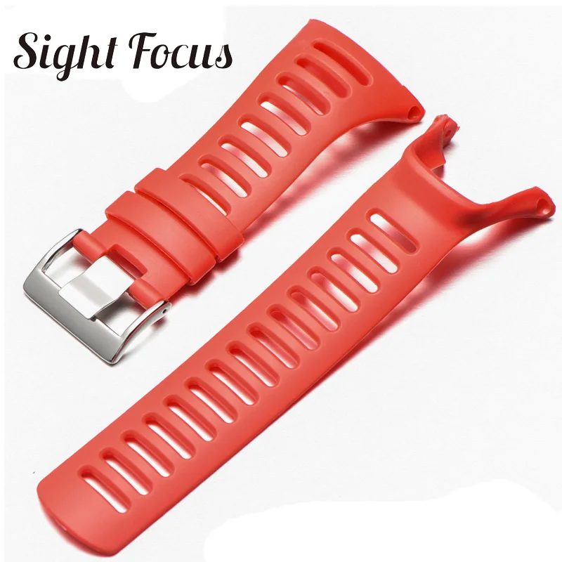 Спортивный резиновый силиконовый ремешок для SUUNTO Ambit 1 2 3 2R 2S Ambit 3 пиковые Ремешки для наручных часов 36 мм ремешок с пряжкой - Цвет ремешка: Red silver buckle