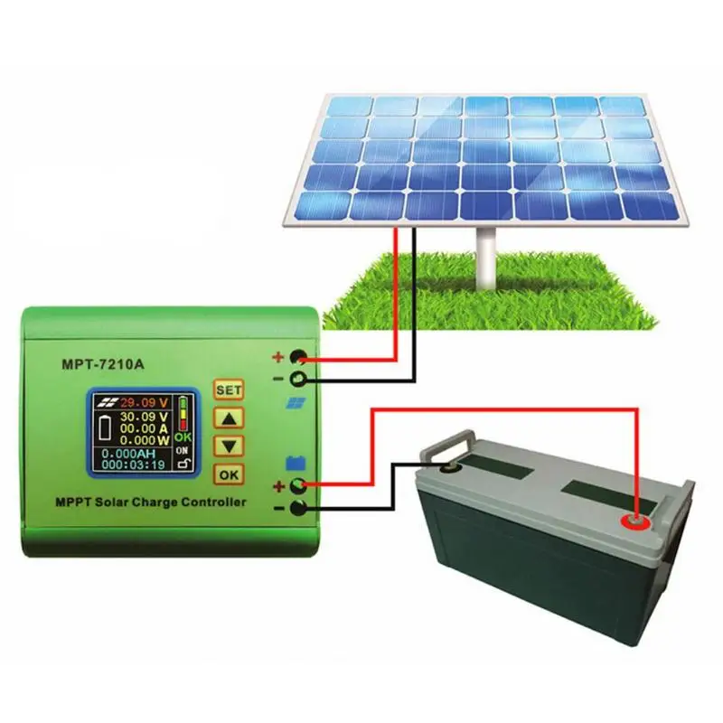 High-speed LCD MPPT 7210A Solar Regulator Charge Controller DC-DC Boost Aluminum Alloy Electrical Tool Accessories