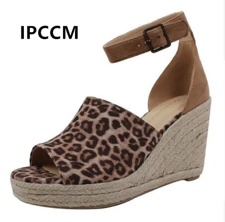 

IPCCM Women Sandals High Heels Summer Platform Wedge Heels Peep Toe Women Beach Shoes Fashion Comfortable Plus Size SNE-109