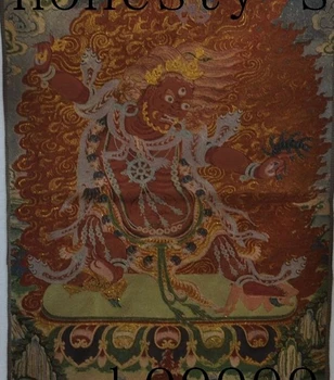 

35"Tibet Silk Embroidery buddhism Tangka Vajra Mahakala Buddha statue thangka