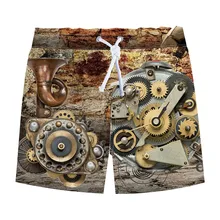 Ретро мода шестерни печати пляжные шорты для мальчиков Одежда малышей Детские шорты От 2 до 10 лет Индивидуальные Детская