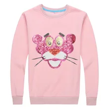 Autumn Spring 2016 New Tiger Embroidery Sequins gray pink velvet Sweatshirt Hoody Long Tops Outerwear women top big size S-XXXL