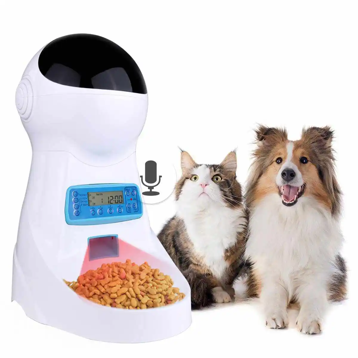 

Automatic Pet Feeder, Dogs Cats Food Dispenser With Voice Record Remind, Timer Programmable, Portion Control, Distribution Ala