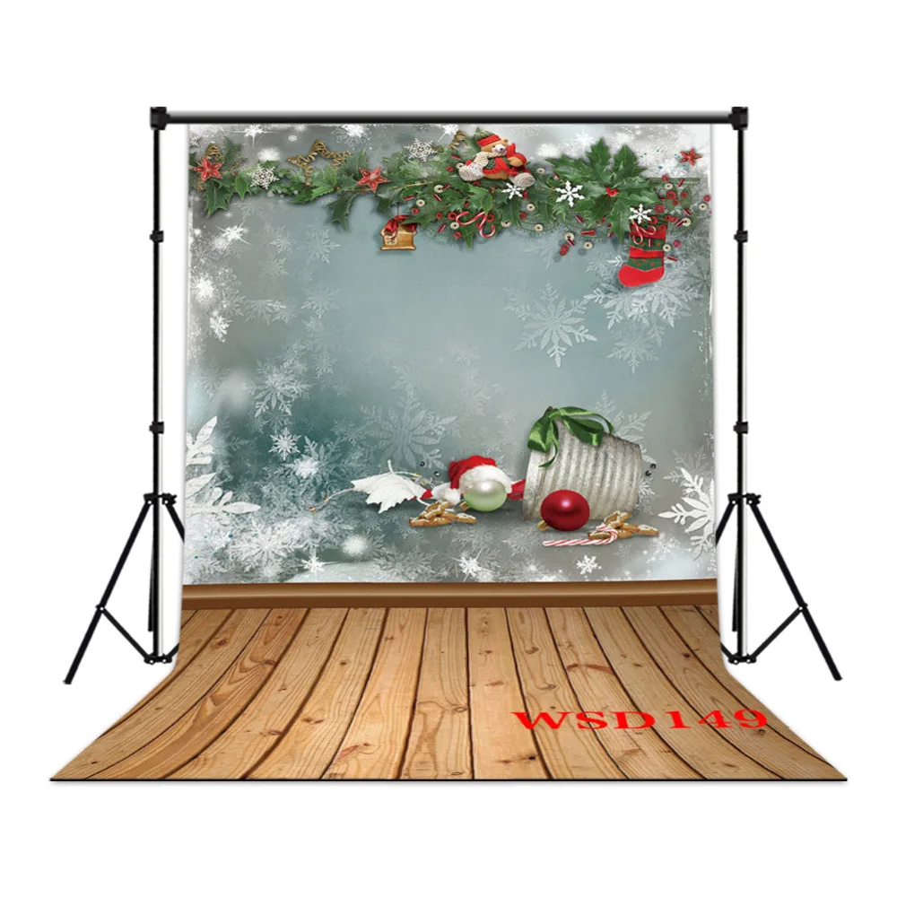 LB Polyester & Vinyl Pine Tree Branch Christmas Toy Ornament Wooden
Floor Snowflake Photography Photo Background Studio Backdrop