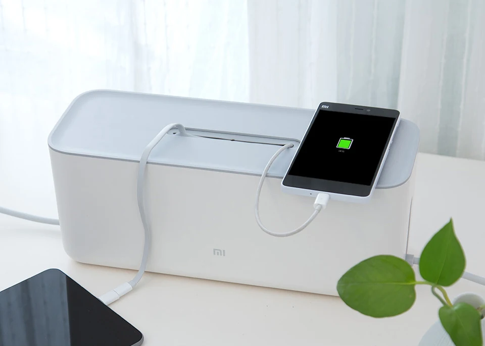 Xiaomi Power Cable Collector Cable Storage Box Cord Organizer ABS Storage Box Detachable Cover Simple and Stylish Design White (11) 