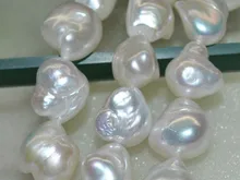 Unique Natural RARE White 2STS AA 15 16mm Very Luster Baroque Pearls 12736