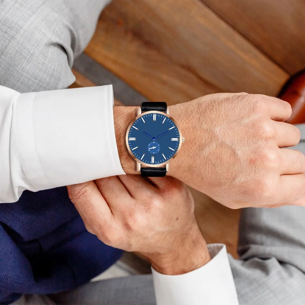 Горячие мужские модные синие часы модные мужские Хрустальные кожаные Аналоговые кварцевые наручные часы Reloj de hombre Wd3 море